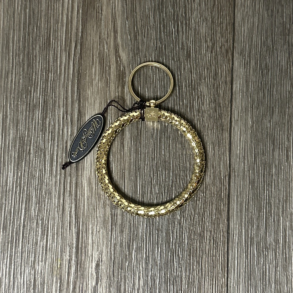 Whiting & Davis Keychain Ring Gold Mesh Original Tag Loop Key Ring USA Vintage